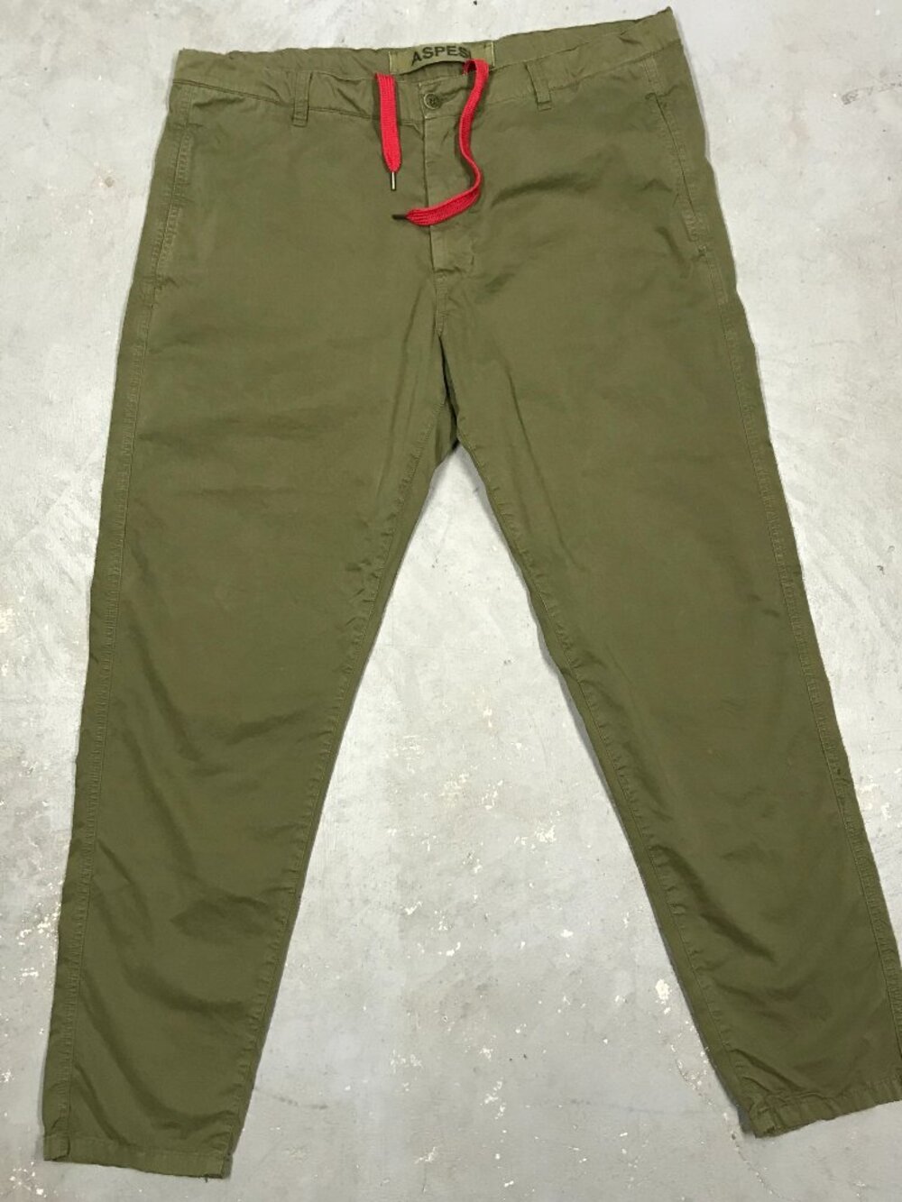 Aspesi Pants Olive Green Drawstring Cotton Mens 38x31